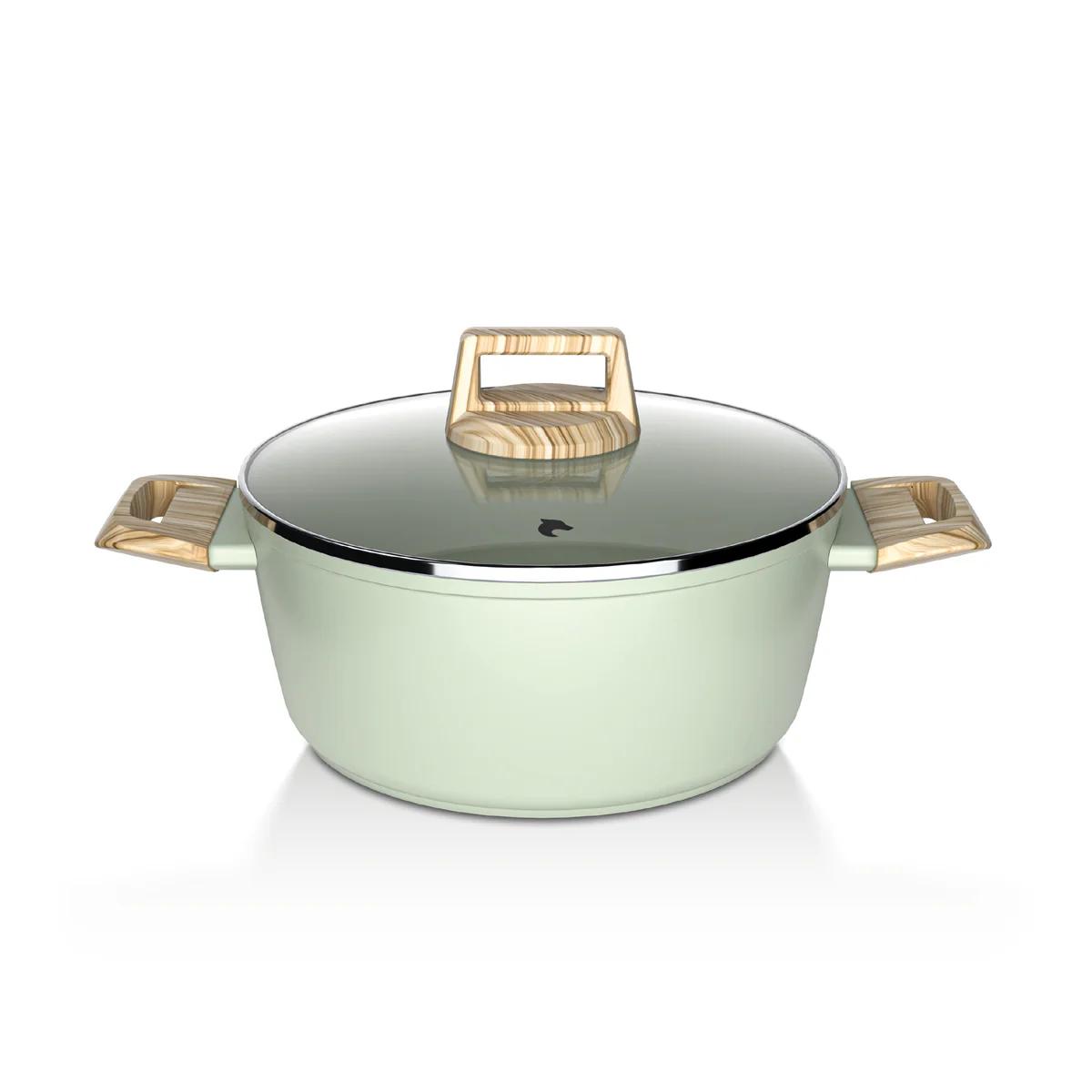 Batería Cocina 14Pzs Aluminio Forjado Antiadherente Flow Verde