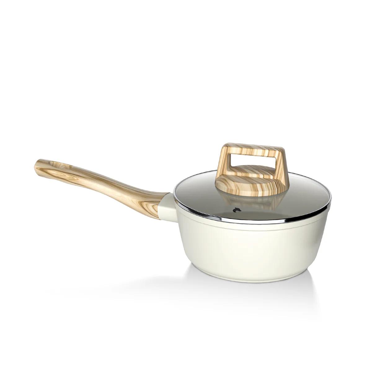 Bateria Cocina 14Pzs Aluminio Forjado Antiadherente Flow Beige