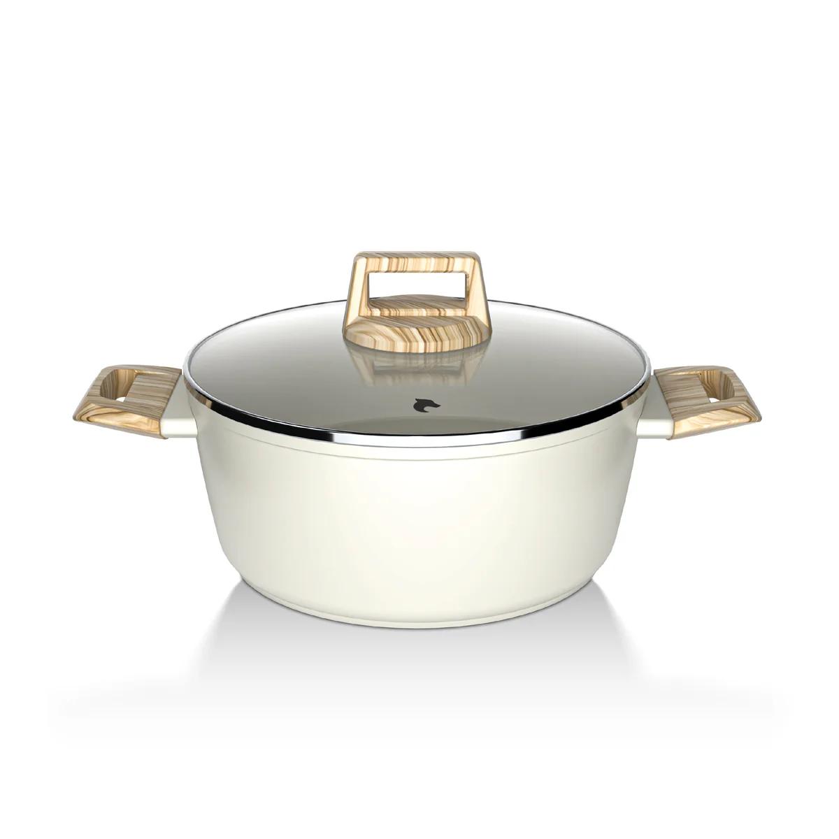 Bateria Cocina 14Pzs Aluminio Forjado Antiadherente Flow Beige
