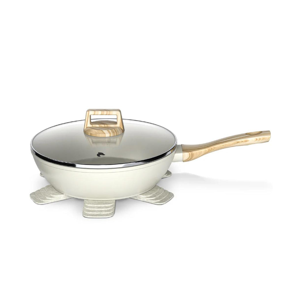 Bateria Cocina 14Pzs Aluminio Forjado Antiadherente Flow Beige