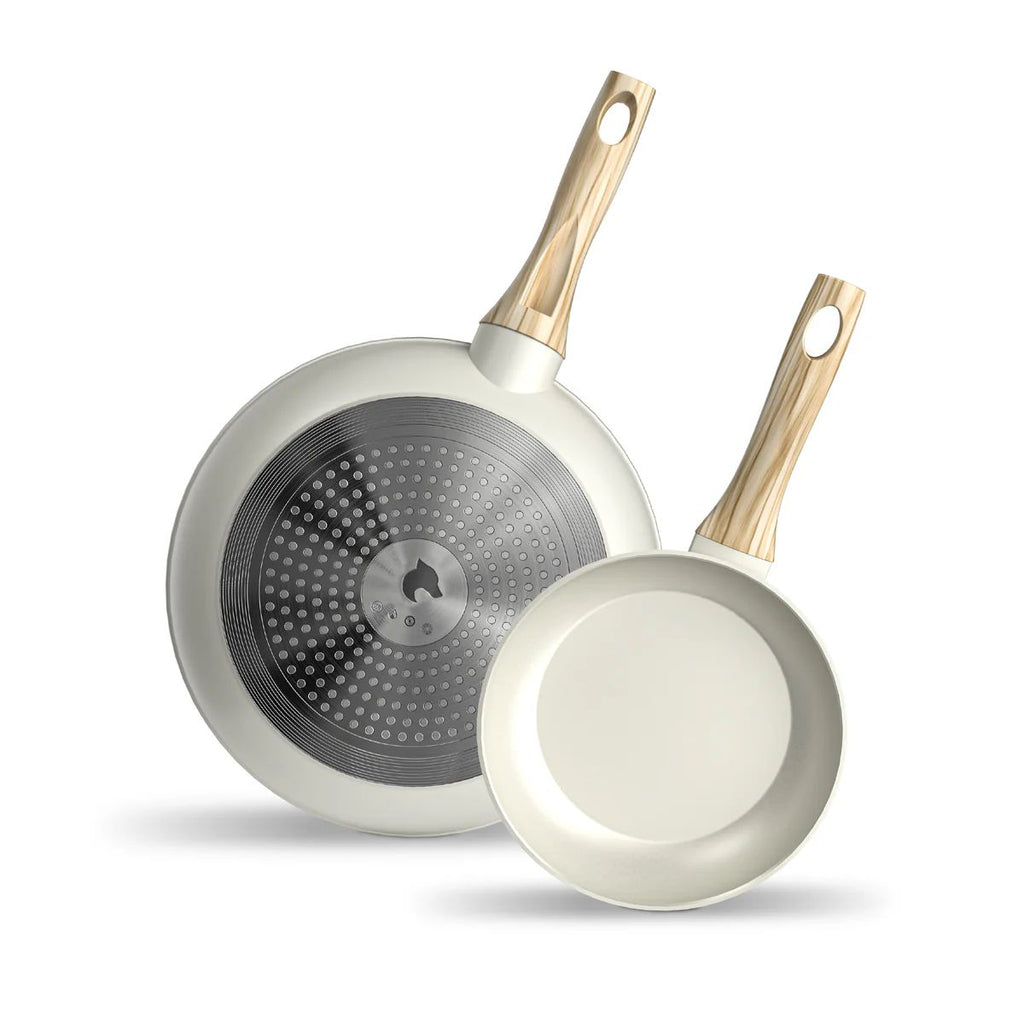 Bateria Cocina 14Pzs Aluminio Forjado Antiadherente Flow Beige