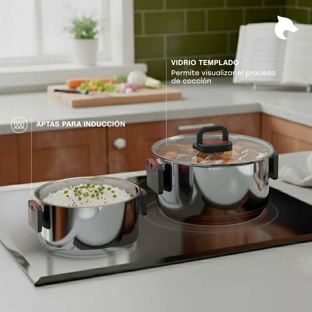 Batería de Cocina 6 Piezas Acero Inoxidable