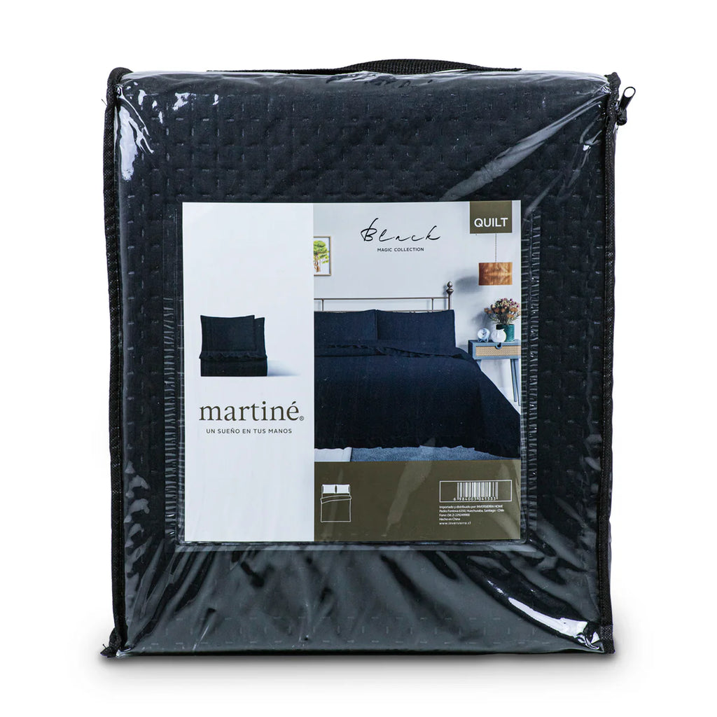 Cubrecama Quilt Reversible 2 Plazas Negro - Magic Collection Martiné