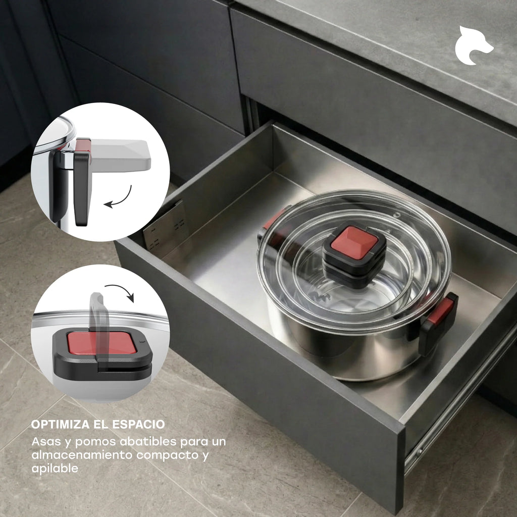 Batería de Cocina 6 Piezas Acero Inoxidable