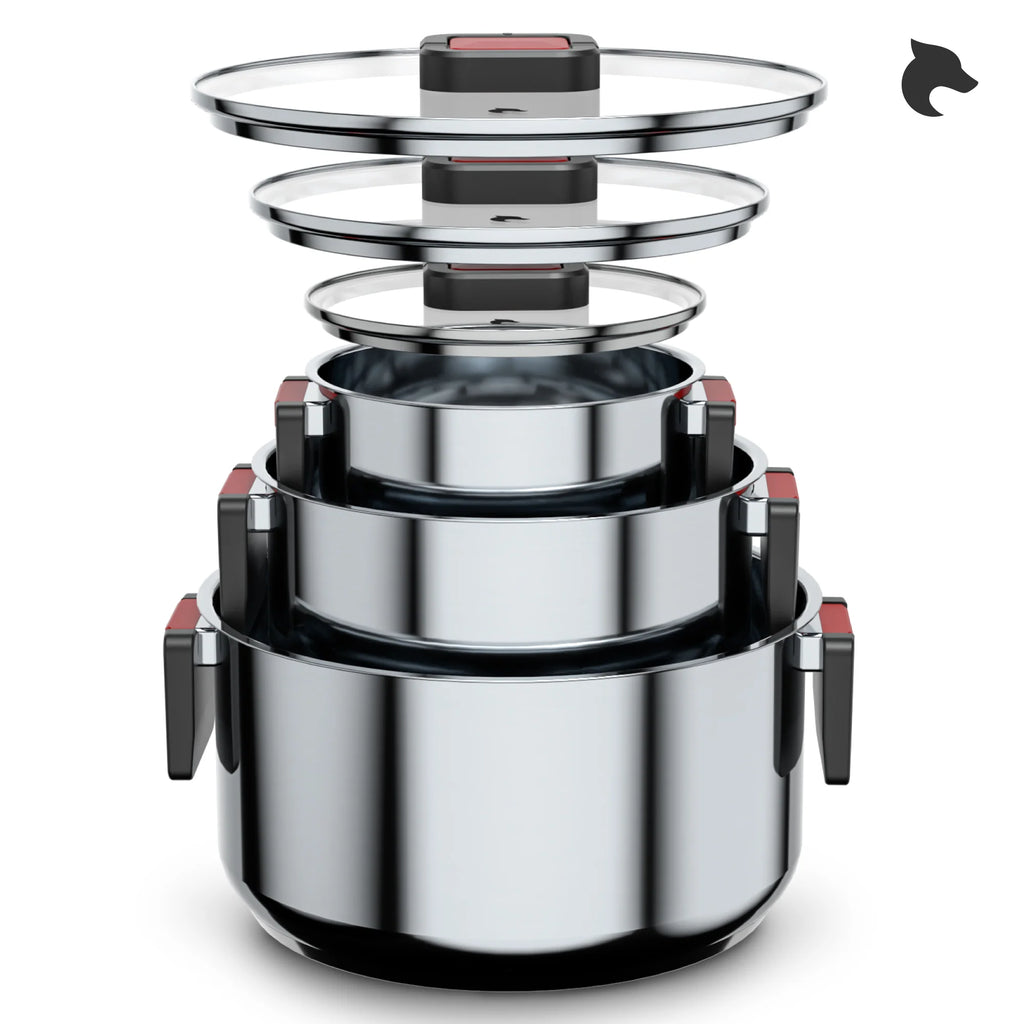 Batería de Cocina 6 Piezas Acero Inoxidable