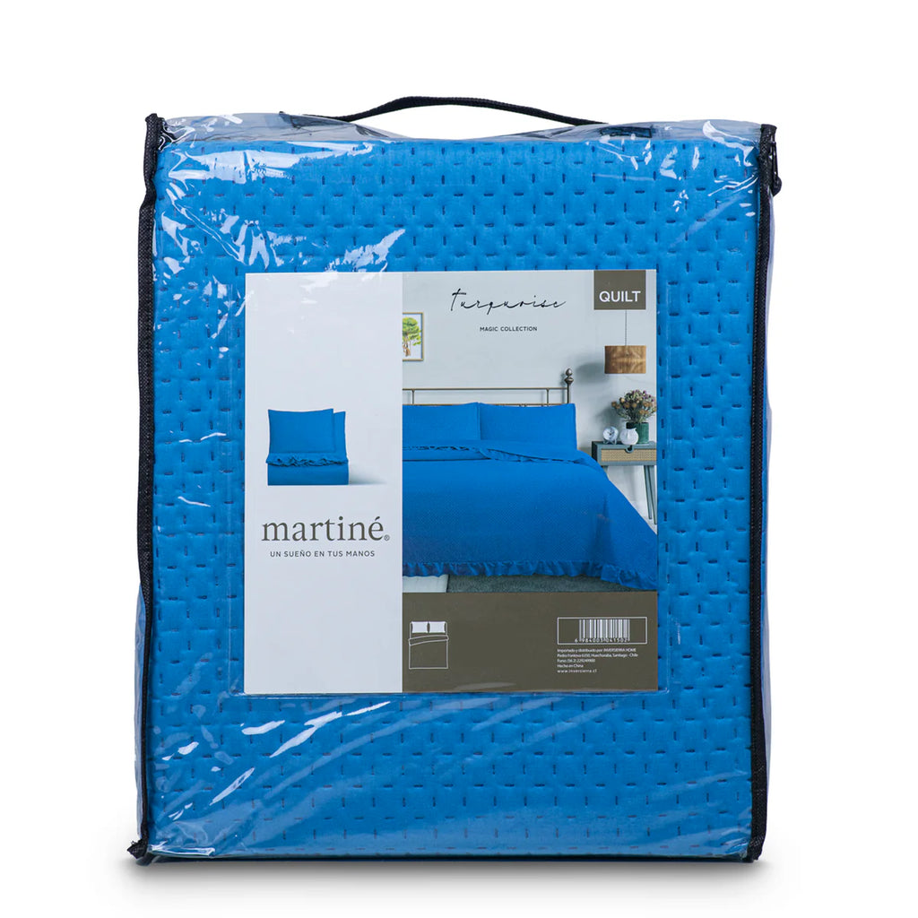 Cubrecama Quilt Reversible King Turquesa - Magic Collection Martiné