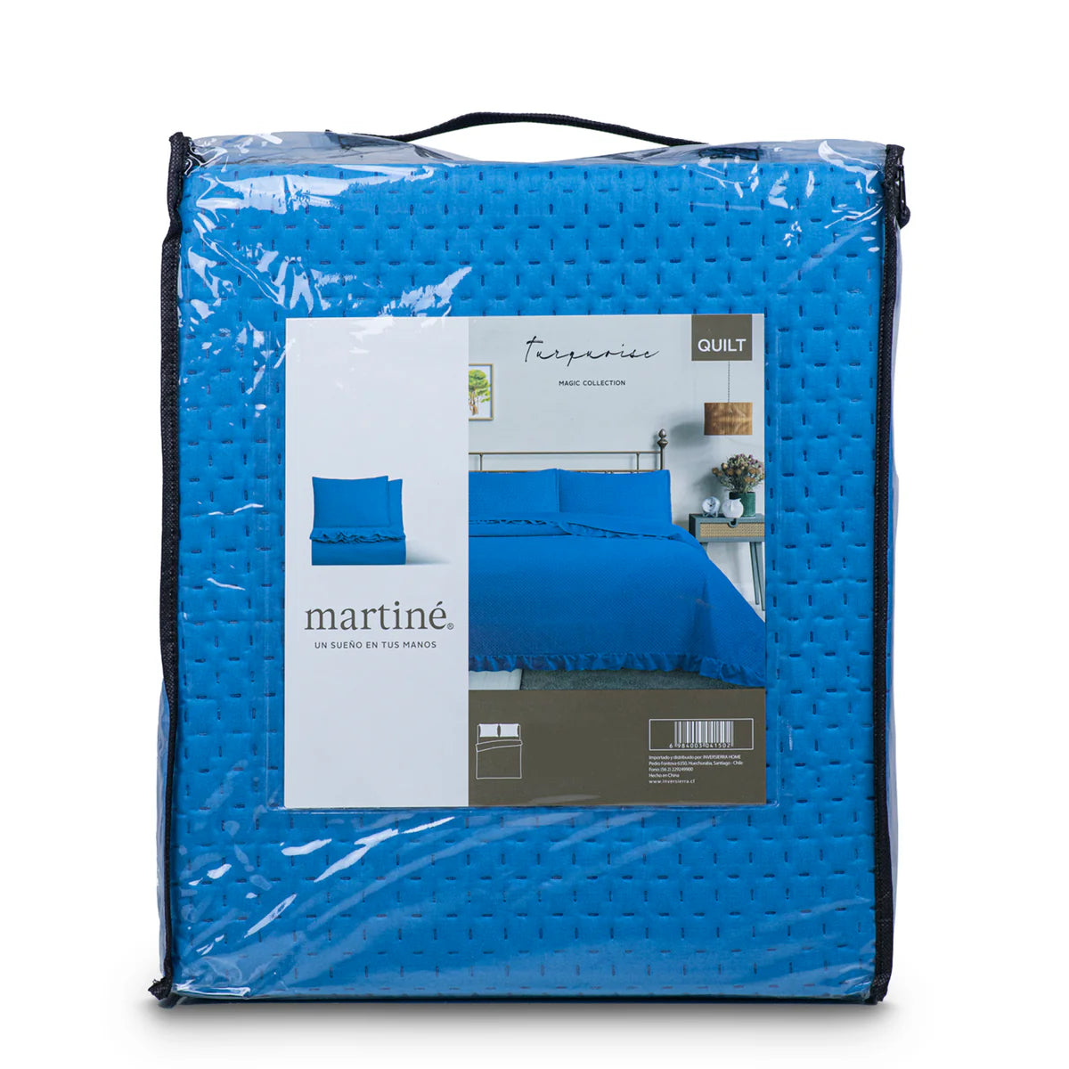 Cubrecama Quilt Reversible King Turquesa - Magic Collection Martiné