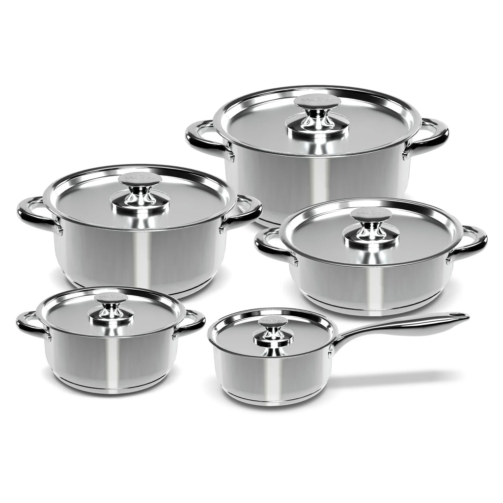Batería de Cocina 10 Piezas Acero Inoxidable 480-10SS