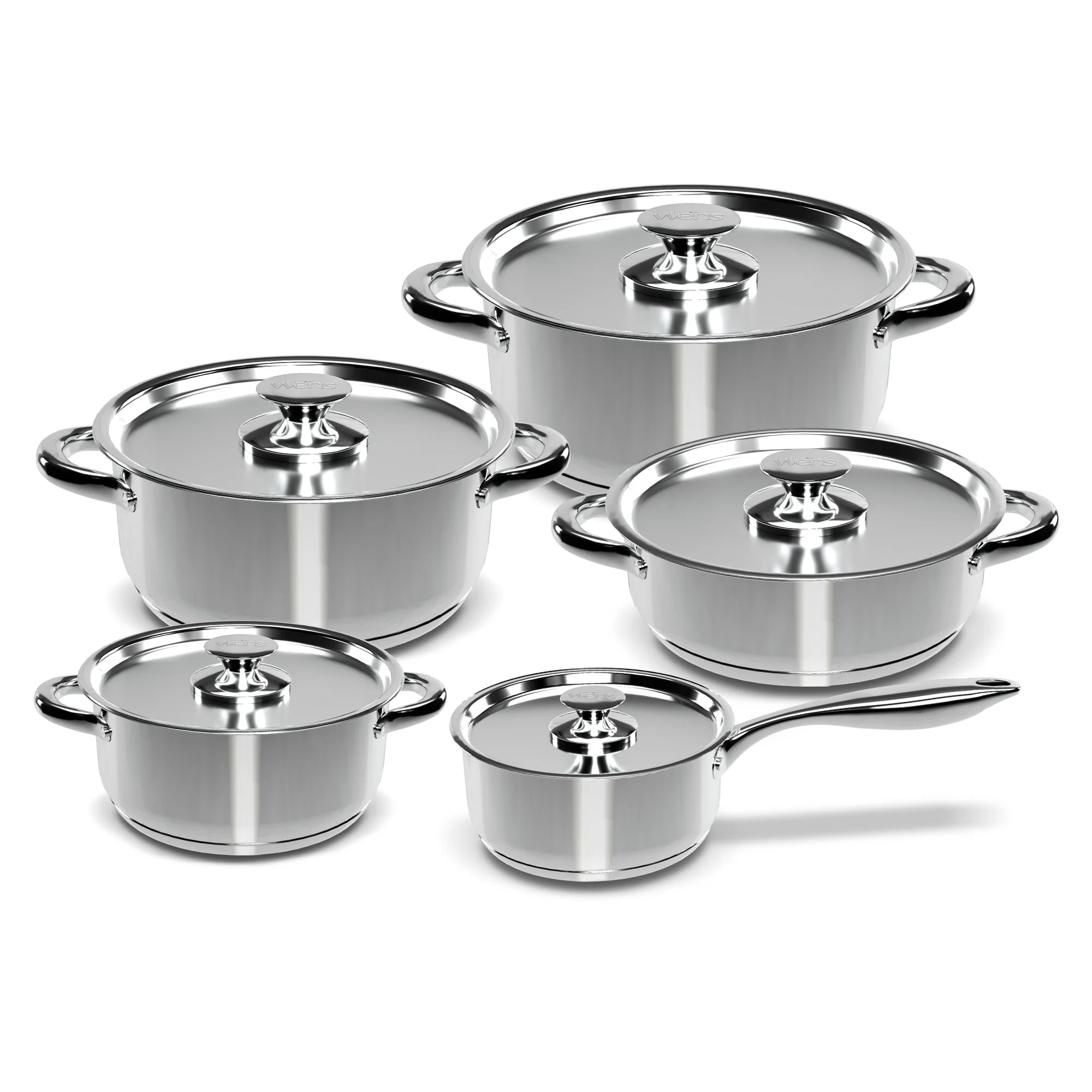 Batería de Cocina 10 Piezas Acero Inoxidable 480-10SS