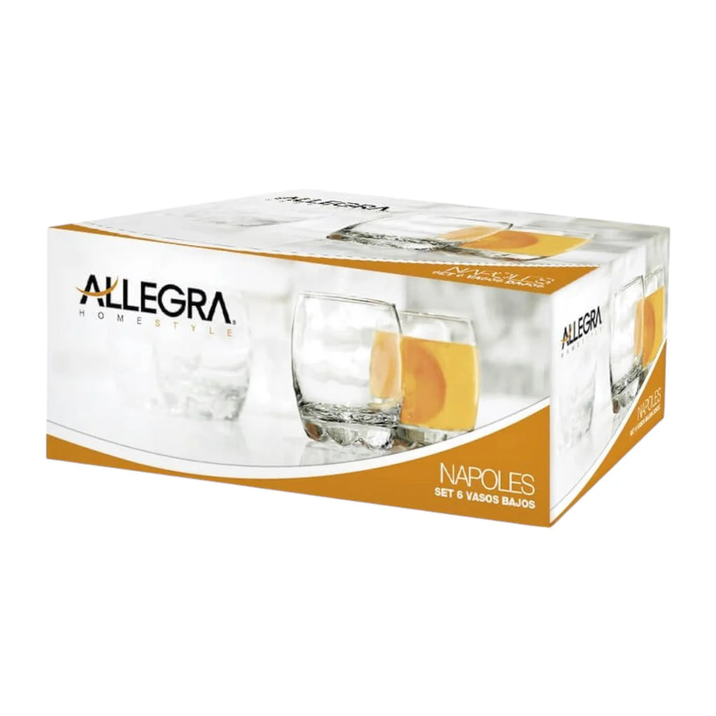 Set De 6 Vasos de Vidrio Bajos 290ml Napoles Allegra