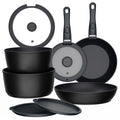 Batería de Cocina 11 Piezas Aluminio Forjado Snap-On Black