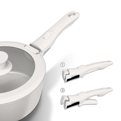 Batería de Cocina 11 Piezas Aluminio Forjado Snap-On White