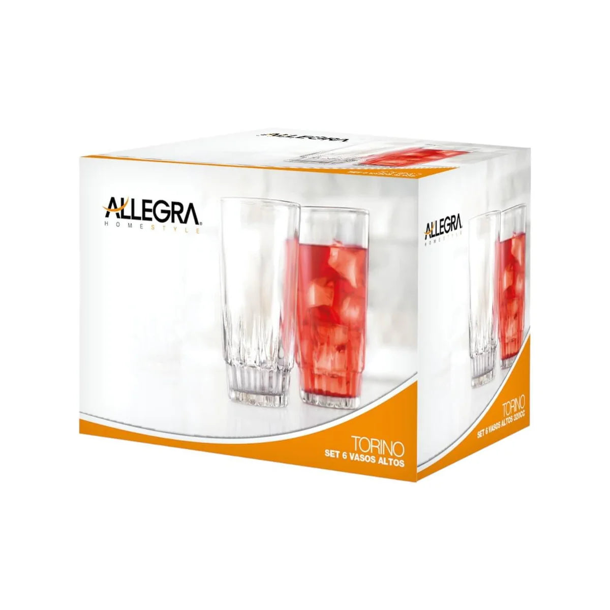Set 6 Vasos Altos de Vidrio 320Cc Torino Allegra