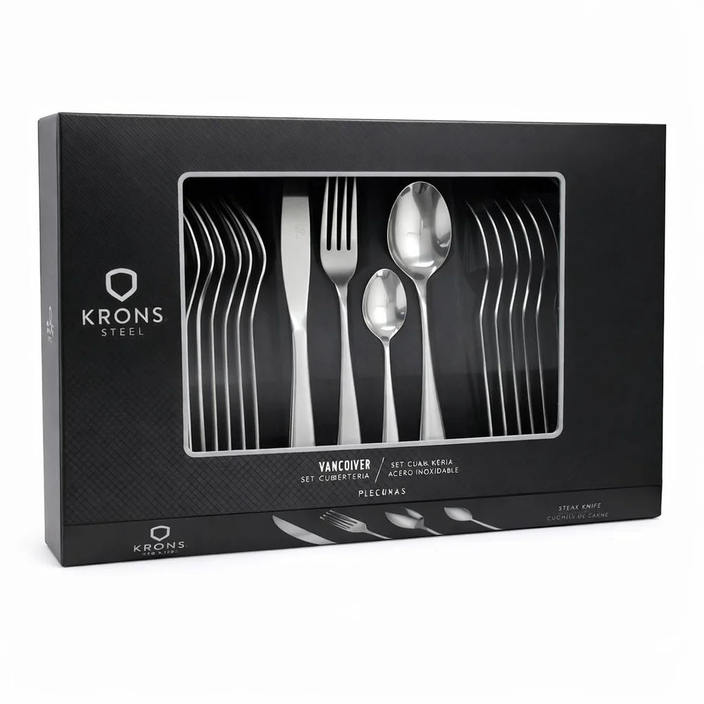 Set Cuchillería Acero Inoxidable 24 Piezas Cuchillo Carne Vancouver Apaisado Krons