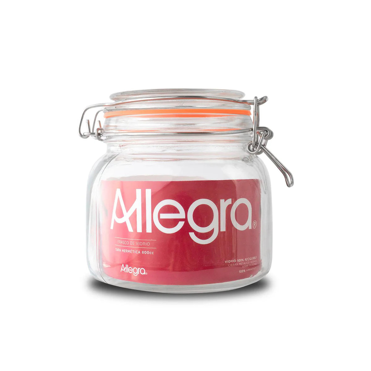 Frasco de Vidrio con tapa Hermética 800ml Allegra