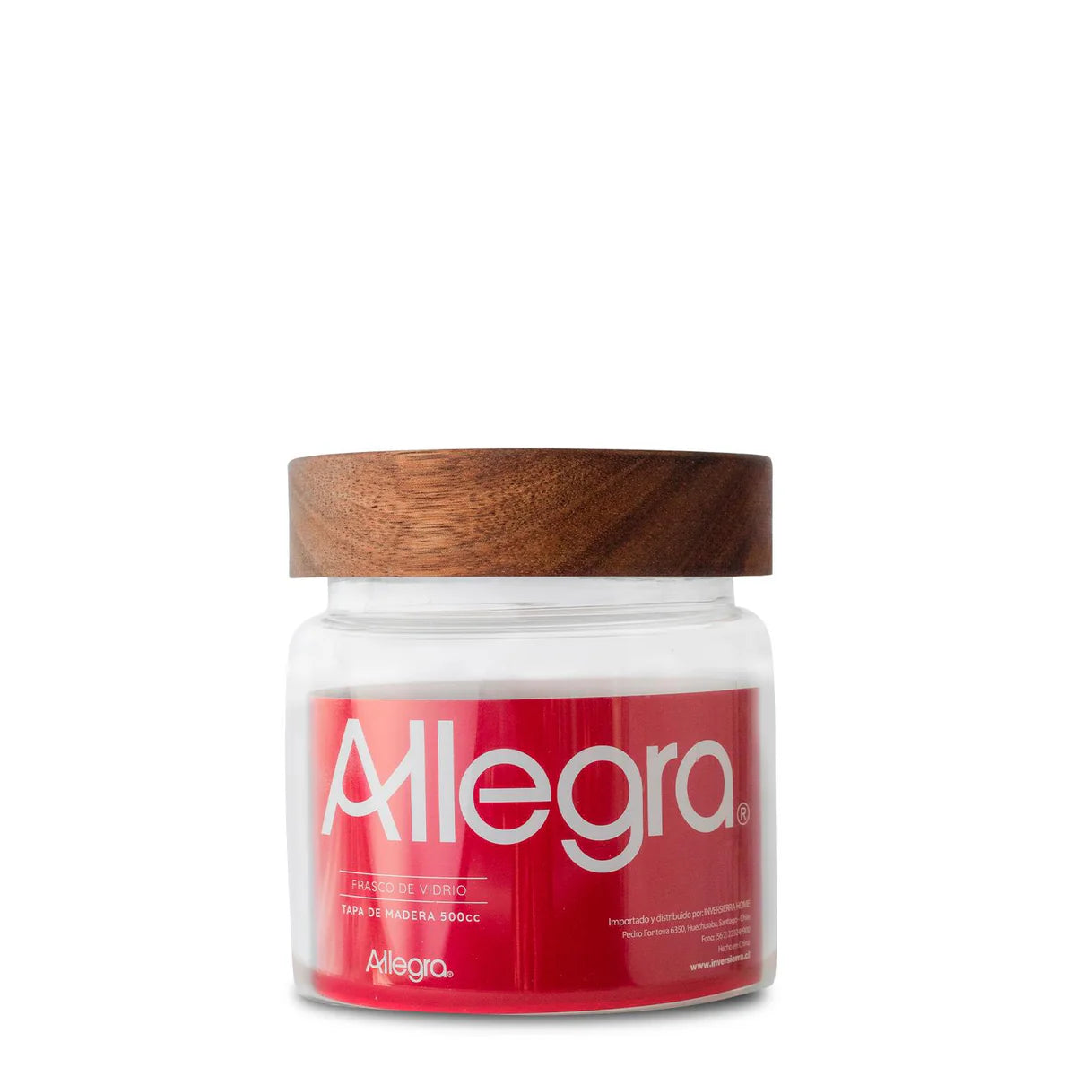 Frasco de Vidrio con tapa de Madera 500ml Allegra